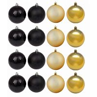 Набор украшений ЛЬДИНКА Шары "Микс" 216427  6см (16шт.),золото/чёрн.,пластик.