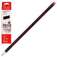 Карандаш ч/гр. пластик. с ласт. КЛЕРК ERGO 231385 НВ,трёхгр.,чёрн.,заточ.