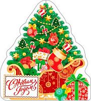 0.2-55-5398 Открытка С НГ (20шт) (блёстки,сл.-техн.) (МО)