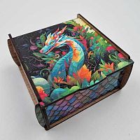 Шкатулка квадрат дерев. "Дракон и лес" 20-461-201