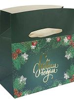 Пакет-коробка подар. Миленд НГ "Зелёная веточка" ППК-2984 15*11*9см,мат.лам.