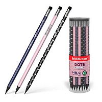 Карандаш ч/гр. пластик. с ласт. EK " Dots" HB 55276 трёхгр.,асс.