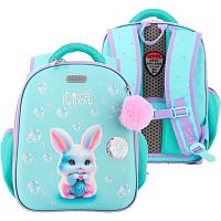 Ранец школьный deVENTE "Junior. Little Rabbit" 7033622 бирюзов.,жёстк.,35*27*13см,800гр.+брелок