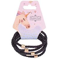 Резинки д/волос "Ежевика-золотой горошек,чёрный" (5шт) 545-0276