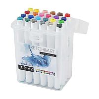 Маркеры д/скетчинга аквар. 24цв. BV "SKETCH&ART" 22-0169 двухстор.,клин./кисть,1-6мм