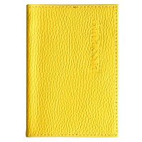 Обложка д/паспорта КЛЕРК "Elegant" 213957 жёлтая,нат.кожа,тисн.отсрочка