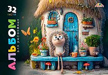 Альбом для рис.32л. АППЛИКА спираль "В гостях у ёжика" С0680-87 цв.мел.обл.