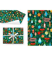 Бумага упак. 100*70 Микрос НГ "Новогодние игрушки" Ч45086_1 (1лист в рулоне),глянц.,80гр/м2