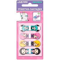 Набор самокл. этикеток-закладок deVENTE "NicoNico:-)" 44*15мм,-4*20л. 2011222 пласт.,п/прозр.,фигур.