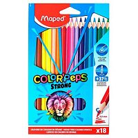 Карандаши пластик. 18цв. MAPED "Color'Peps Strong" 862718 повыш.прочности,к/к,е/подвес
