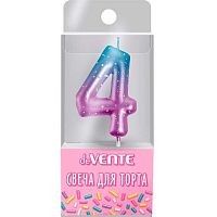 Свеча-цифра д/торта "4" deVENTE "Degrade" 9060503 6,0*3,8*0,9см,держ.2,6см,пластик./к