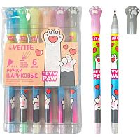 Набор шар. ручек  6цв. deVENTE "Meow Paw" 5073539 пластик.корп.,0,7мм,колпачок в виде кошач.папки