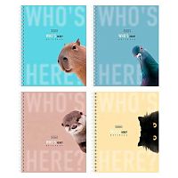 Тетрадь 48л. (клетка) ХАТ спираль "Кто здесь?" перфор.на отрыв,лам.софт-тач,асс.