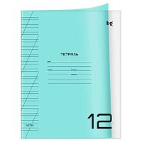 Тетрадь 12л. (кос.лин.) BG пластик.обл. "Однотонный. Неон голубой" 62290