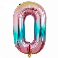 Шары возд. 45см КОКОС "Цифра 0" 207073/0 фольгир.,радужный