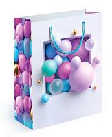 Пакет подар. (M) "Белый с шарами" 15.11.01335 мат.лам.,18*22,7*10см