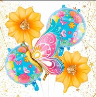 Набор шаров (5шт) "Волшебная бабочка" 574-343 латекс,фольг.