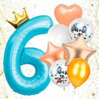 Набор шаров (8шт) "6 - Prince голубой" 574-288 латекс,фольг.