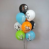 Шары возд. Микрос 12" шелк рис. 2ст. 2цв. С ДР! Панды 5диз. Ч45170