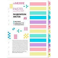 Разделитель листов пластик. А5 deVENTE "Пастель" 3051517 цифровой,цветовой (12шт)