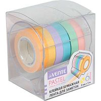 Кл.бумажная лента  8мм*5м deVENTE  6цв.*6рул. "Pastel" 2010530 в диспенсере с отрезным ножом