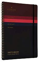 Скетчбук А4  30л. LOREX тв.обл. спираль "Curly Black Gradient Touch" LXSBCBA4-GT 120г/м2,чёрн.бум.