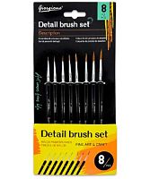 Набор кистей  8шт. Giorgione (синтетика кр.№3/0,2/0,0,1,2,3,4,5) DO-196 чёрн.ручка,ПВХ-пакет