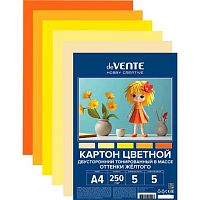 Картон цв. двухстор. тонир. А4  5л. 5цв. deVENTE 8114535 оттенки жёлтого,пластик.пакет,е/подв.