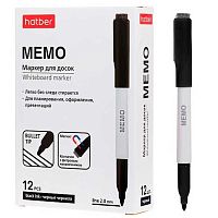 Маркер д/доски ХАТ "Memo" 088765 чёрный,2мм,со стирателем