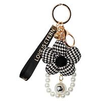 Брелок КОКОС "Модный цветок" 13см 251197 кож.зам,чёрно-белый