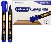 Маркер перм. INTELLIGENT DP-167 синий,пулевидн.,2-3мм,зубчики на колпачке