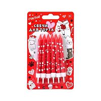 Свечи д/торта Микрос "Сердечки" Ч02534 (8см) с держателями (12шт)