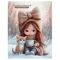 Дневник 1-11кл. ФЕНИКС тв.обл. "Девочка с котёнком и кофе" 72731 выб.уф-лак,мат.лам.