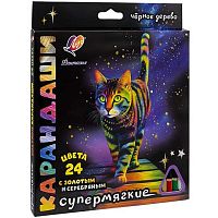 Карандаши 24цв. ЛУЧ "Фантазия" 35С 2321-08 трёхгр.,супермягкие,чёрное дерево