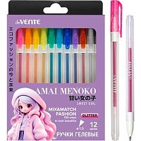 Набор гел. ручек 12цв. deVENTE "Amai Menoko" 5051611 с блёстками,1мм,к/к