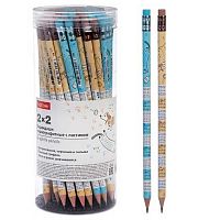 Карандаш ч/гр. с ласт. ХАТ "2х2" 092487 НВ,кругл.корп.,чёрн.дерево,заточ.,пластик.туба