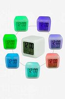 Часы-будильник электронные АЛЕФ "Glow cube" YHX-508,цв.светодиод.подсветк.,8*8*8см