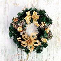 Новогоднее украшение ЛЬДИНКА "Венок Гармония" 170741 d-25см золото