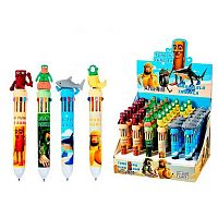 Ручка авт. шар.10-ти цв. MAZARI "Итал.мем" E-8910 со штампом,0.7мм,цв.пласт.корп.асс.карт.диспл.