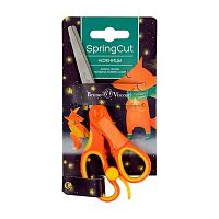 Ножницы детск. 15см BV "Springcut" 60-0020 с возврат.механ.,окошко д/подписи