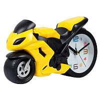 Часы-будильник КОКОС "Мотоцикл" 252200 жёлтый,настол.,пластик