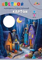 Картон цв. двухстор. мелов. А4  7л. 7цв. АППЛИКА "Сказочные домики" С0260-20 в папке