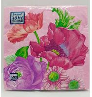 Салфетка бум. Bouquet Home Collection Classic "Цветочная композиция на розовом" 25360 (20шт),3-х сл.