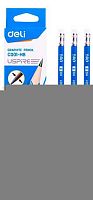 Карандаш ч/гр. с ласт. DELI "Uspire" EC001-HB (1480854) трёхгр.,к/к
