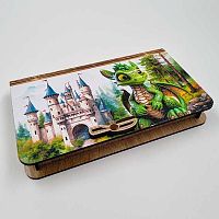 Шкатулка п/купюры дерев. "Дракон и замок" 20-460-103