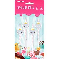 Набор свечей д/торта deVENTE "Котик" 9060103 (4свечи),фигурн.9,3*2,7*0,8см,карт.блист.
