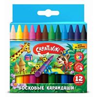 Карандаши восковые 12цв. Creativiki КВ12КР кругл.,к/к