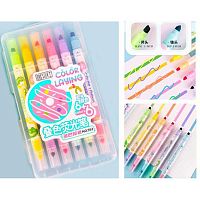 Набор маркеров текст. двухстор.  6шт.-12цв. КОКОС 252470 пулев.,скош.,1-5 мм,пластик/к