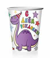 Стакан бум. Микрос "С днём рождения! Динозаврики" 250мл (8шт) ч43302