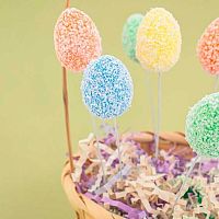 Сувенир Микрос "Яйца пасхальные на палочке" ч55108 (12шт) 2*3см,разноцв. в обсыпке